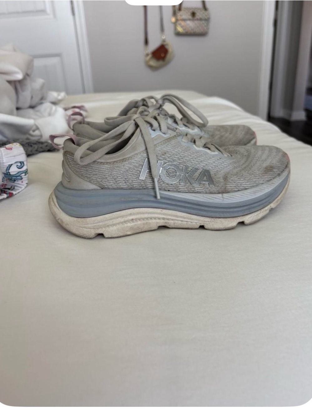 Hoka Women's Light Gray Athletic Running Shoes